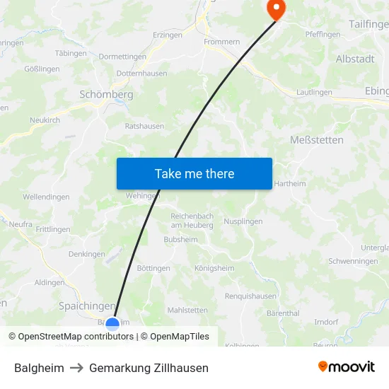 Balgheim to Gemarkung Zillhausen map