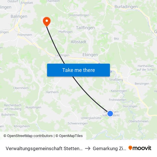 Verwaltungsgemeinschaft Stetten am Kalten Markt to Gemarkung Zillhausen map