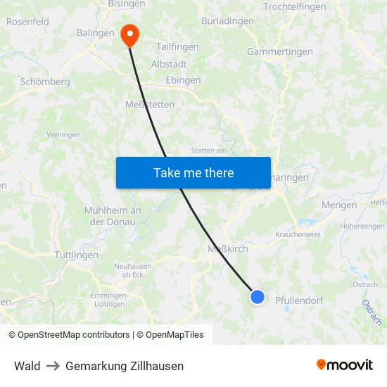 Wald to Gemarkung Zillhausen map