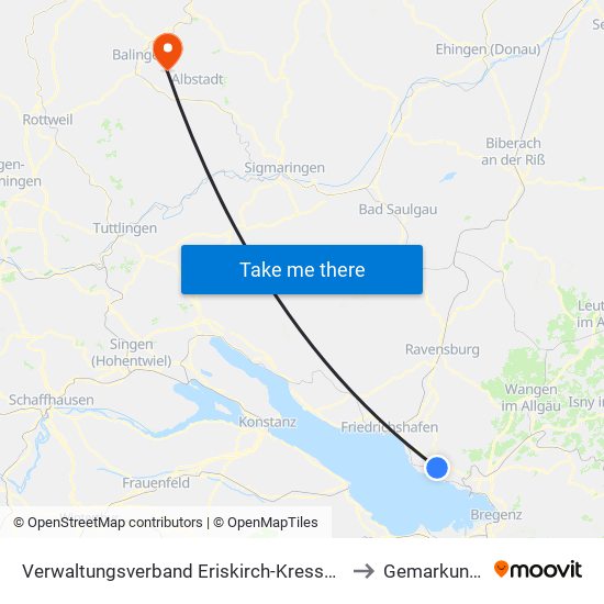 Verwaltungsverband Eriskirch-Kressbronn am Bodensee-Langenargen to Gemarkung Zillhausen map