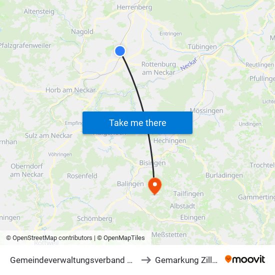 Gemeindeverwaltungsverband Oberes Gäu to Gemarkung Zillhausen map