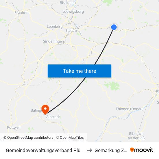 Gemeindeverwaltungsverband Plüderhausen-Urbach to Gemarkung Zillhausen map