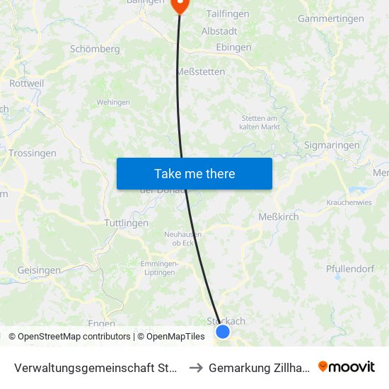 Verwaltungsgemeinschaft Stockach to Gemarkung Zillhausen map