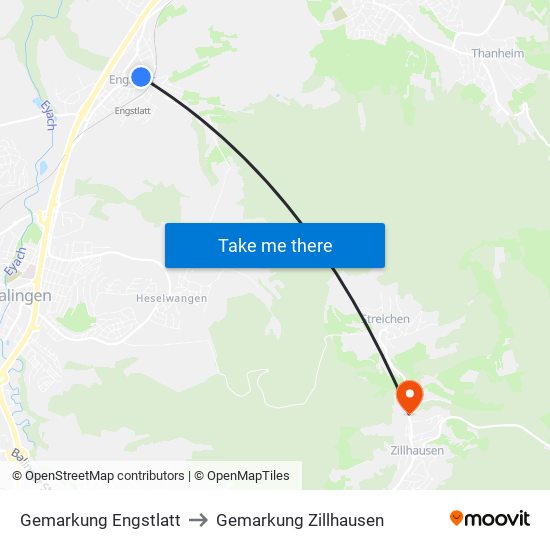 Gemarkung Engstlatt to Gemarkung Zillhausen map