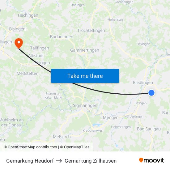 Gemarkung Heudorf to Gemarkung Zillhausen map