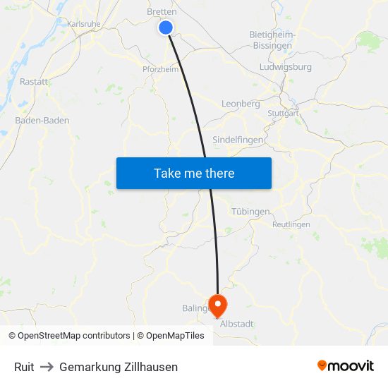 Ruit to Gemarkung Zillhausen map