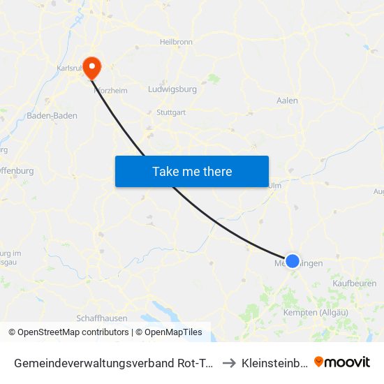 Gemeindeverwaltungsverband Rot-Tannheim to Kleinsteinbach map