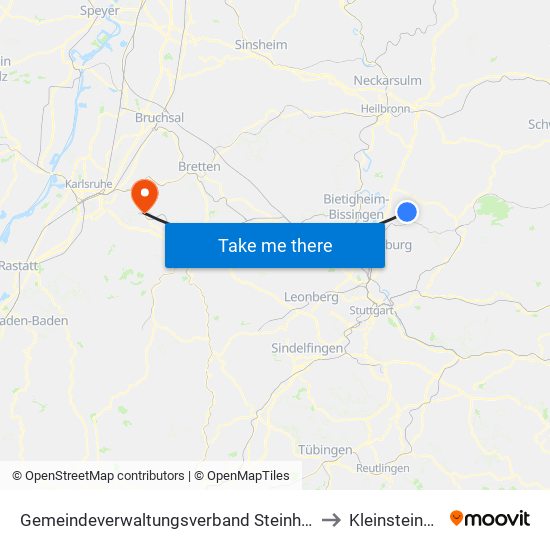 Gemeindeverwaltungsverband Steinheim-Murr to Kleinsteinbach map