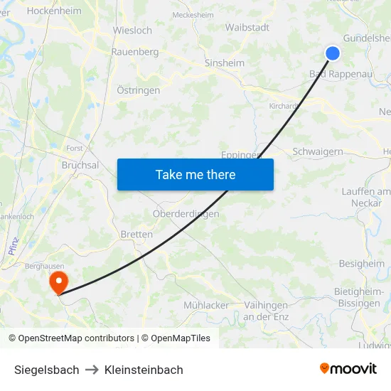 Siegelsbach to Kleinsteinbach map