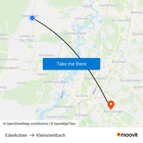 Edenkoben to Kleinsteinbach map