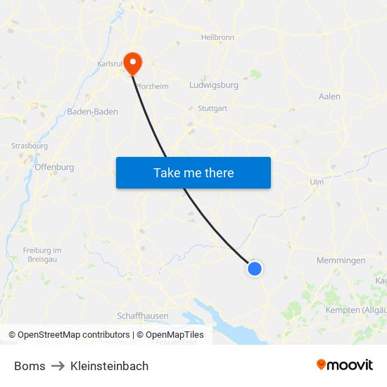 Boms to Kleinsteinbach map