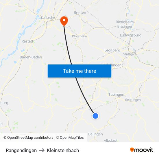 Rangendingen to Kleinsteinbach map