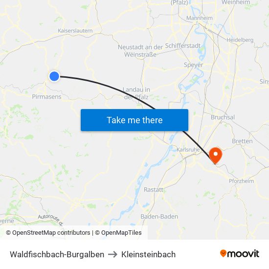 Waldfischbach-Burgalben to Kleinsteinbach map