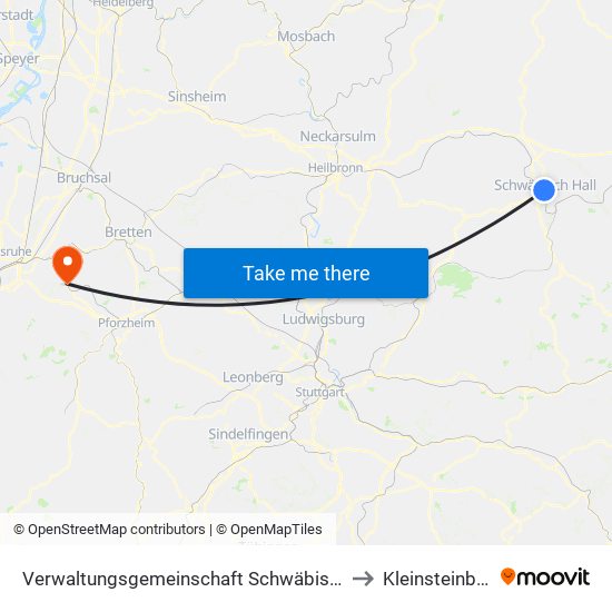 Verwaltungsgemeinschaft Schwäbisch Hall to Kleinsteinbach map