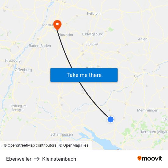 Ebenweiler to Kleinsteinbach map