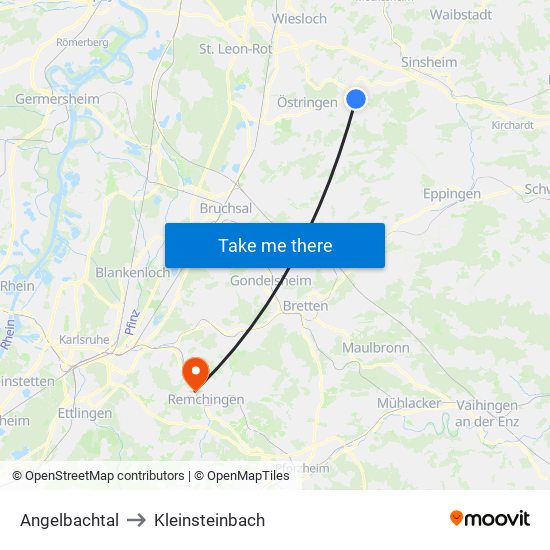 Angelbachtal to Kleinsteinbach map