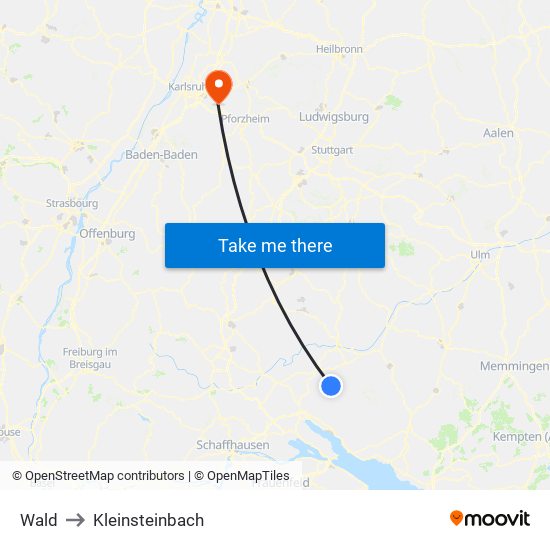 Wald to Kleinsteinbach map