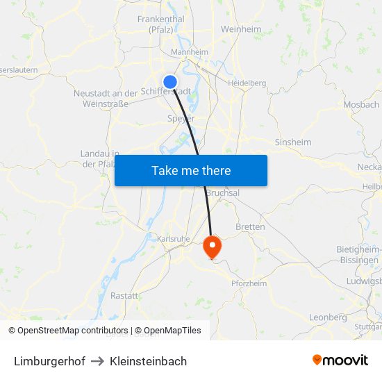 Limburgerhof to Kleinsteinbach map