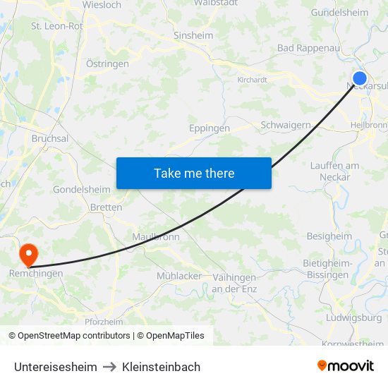 Untereisesheim to Kleinsteinbach map