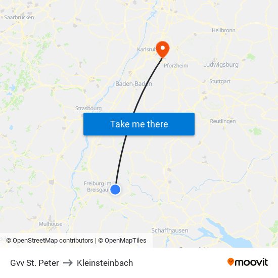 Gvv St. Peter to Kleinsteinbach map