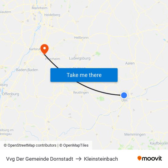 Vvg Der Gemeinde Dornstadt to Kleinsteinbach map