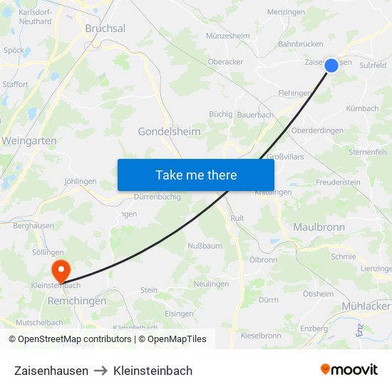 Zaisenhausen to Kleinsteinbach map