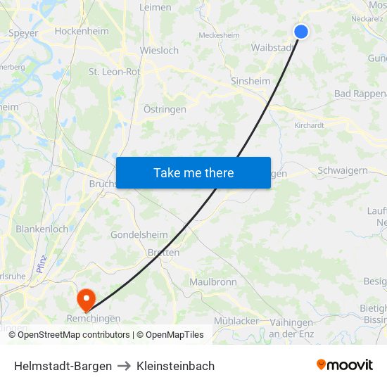 Helmstadt-Bargen to Kleinsteinbach map