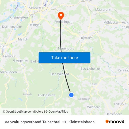 Verwaltungsverband Teinachtal to Kleinsteinbach map