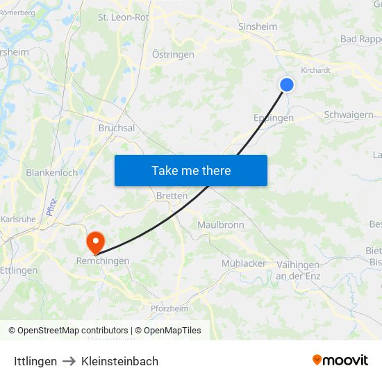 Ittlingen to Kleinsteinbach map