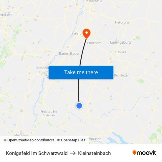 Königsfeld Im Schwarzwald to Kleinsteinbach map