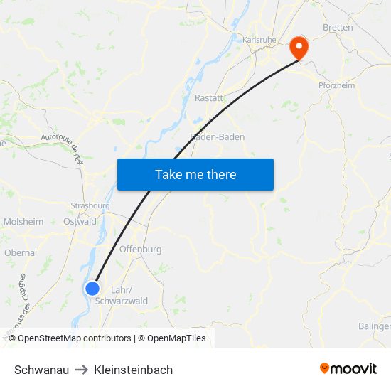 Schwanau to Kleinsteinbach map