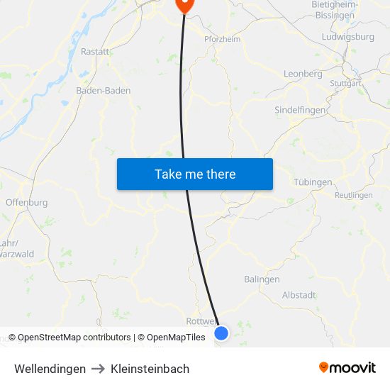 Wellendingen to Kleinsteinbach map