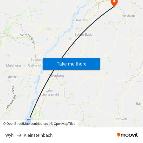 Wyhl to Kleinsteinbach map