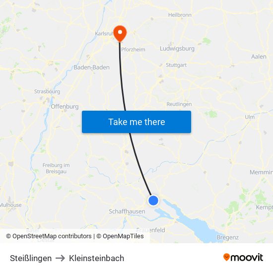 Steißlingen to Kleinsteinbach map