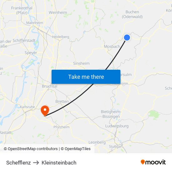Schefflenz to Kleinsteinbach map