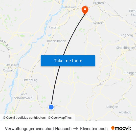 Verwaltungsgemeinschaft Hausach to Kleinsteinbach map