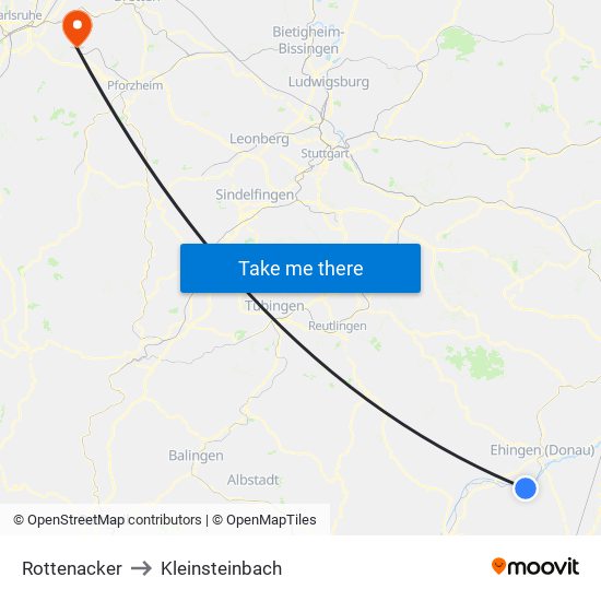 Rottenacker to Kleinsteinbach map