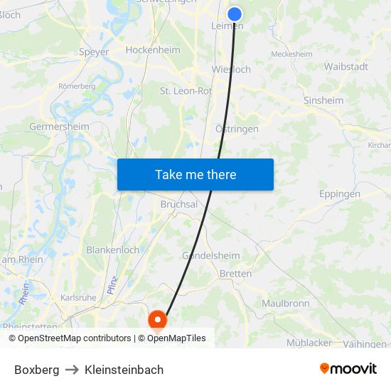 Boxberg to Kleinsteinbach map