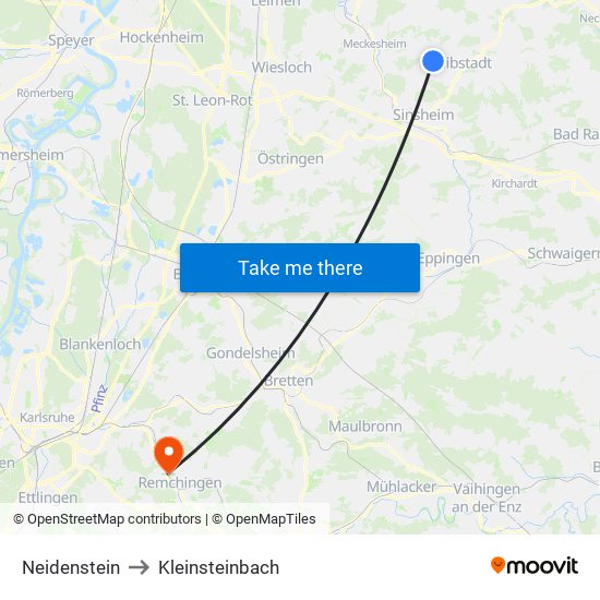 Neidenstein to Kleinsteinbach map