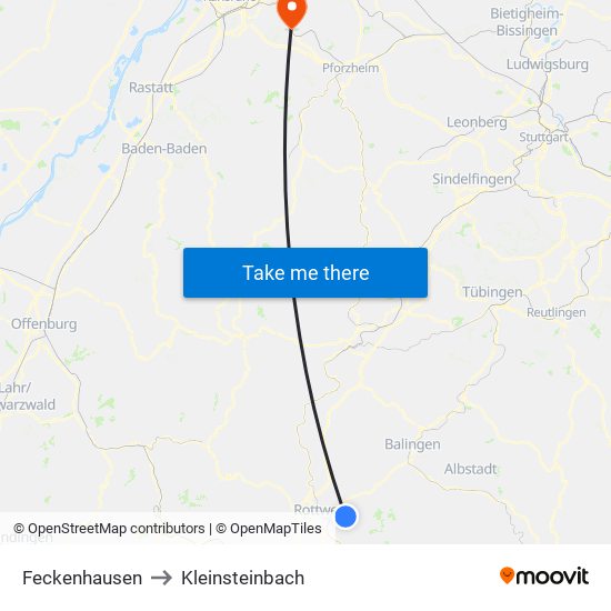 Feckenhausen to Kleinsteinbach map