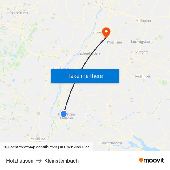 Holzhausen to Kleinsteinbach map