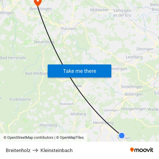 Breitenholz to Kleinsteinbach map