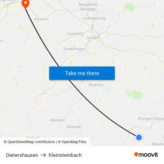 Dietershausen to Kleinsteinbach map