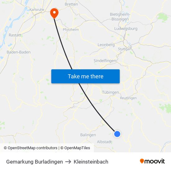Gemarkung Burladingen to Kleinsteinbach map