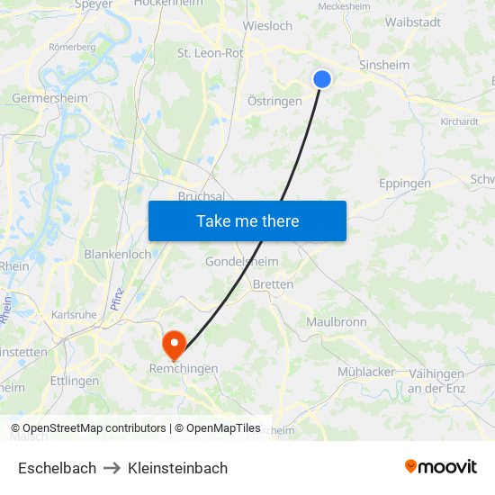 Eschelbach to Kleinsteinbach map