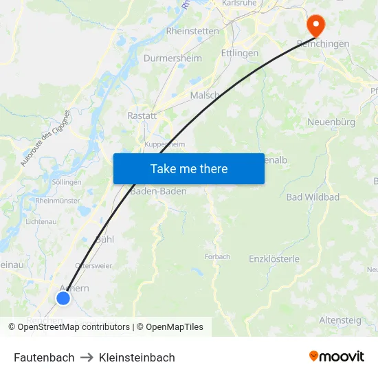 Fautenbach to Kleinsteinbach map