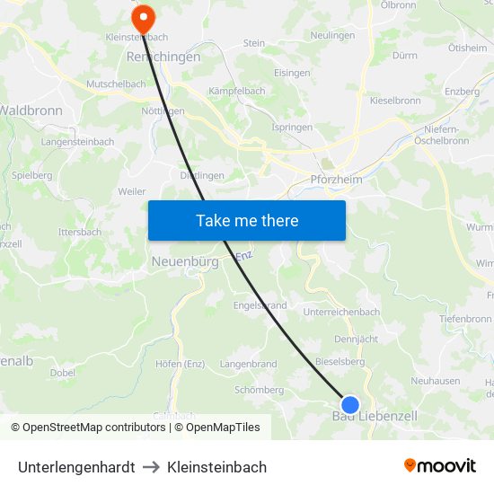 Unterlengenhardt to Kleinsteinbach map