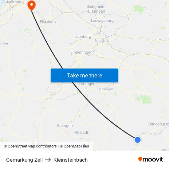 Gemarkung Zell to Kleinsteinbach map