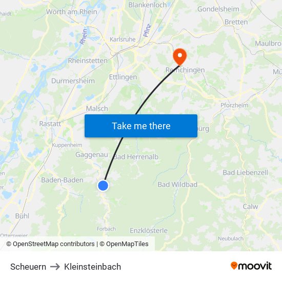 Scheuern to Kleinsteinbach map