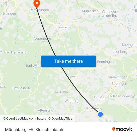 Mönchberg to Kleinsteinbach map